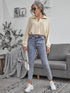 Zipper Drawstring Lapel Knit Pullover Polo Shirt - ROUTINE FASHION